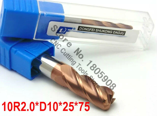 1PCS 10R2.0*10*25*75 Titanium yellow 10mm 4 flutes Cemented Carbide Corner Radius endmill CNC router bit milling cutter tool
1PCS 10R2.0*10*25*75 Titanium yellow 10mm 4 flutes Cemented Carbide Corner Radius endmill CNC router bit milling cutter tool