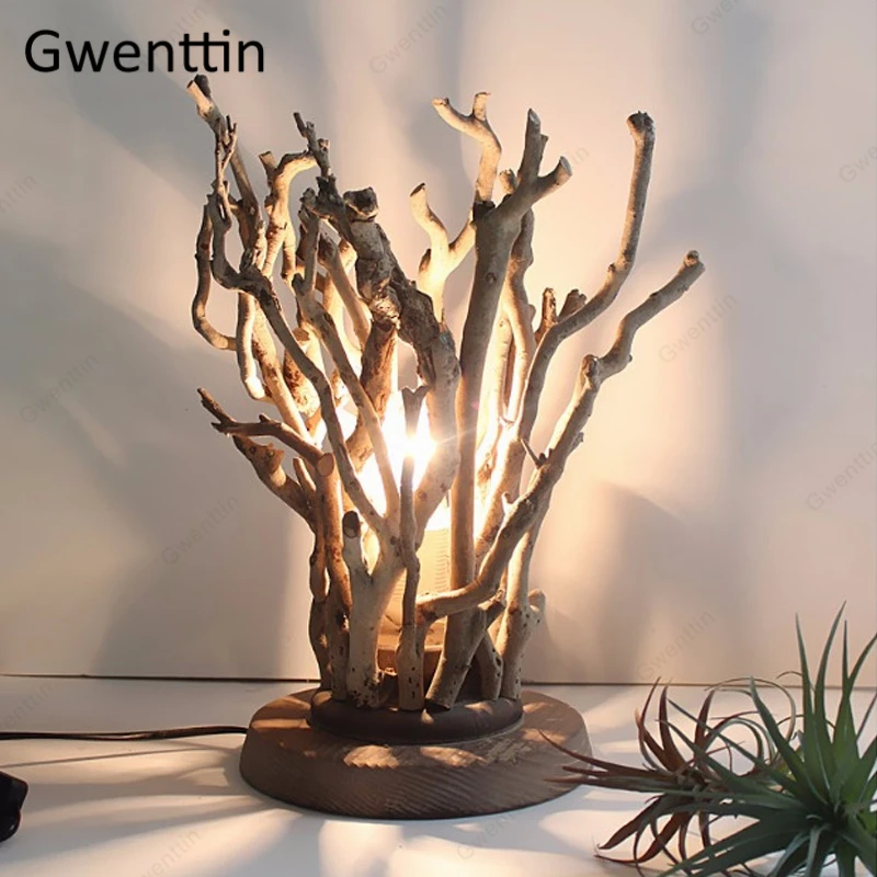 Оригинальная деревянная настольная лампа в виде дерева, винтажный Настольный светильник для спальни, светодиодные осветительные приборы, домашний декор Оригинальная деревянная настольная лампа в виде дерева, винтажный Настольный светильник для спальни, светодиодные осветительные приборы, домашний декор