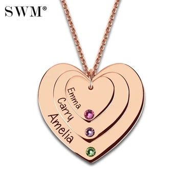Costume Name Triple Love Heart Pendant Necklace Custom Letter Necklaces Rose Gold Chain with Birth Stones Collier Femme Mom Gift
Costume Name Triple Love Heart Pendant Necklace Custom Letter Necklaces Rose Gold Chain with Birth Stones Collier Femme Mom Gift