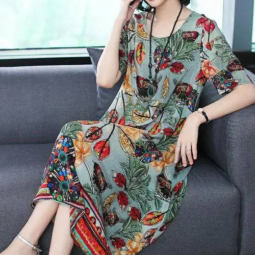 National Floral Printed Retro Ladies Dress Fashion High Quality Short Sleeved Summer Plus Size 3XL Elegant Silk-blend Dresses
National Floral Printed Retro Ladies Dress Fashion High Quality Short Sleeved Summer Plus Size 3XL Elegant Silk-blend Dresses