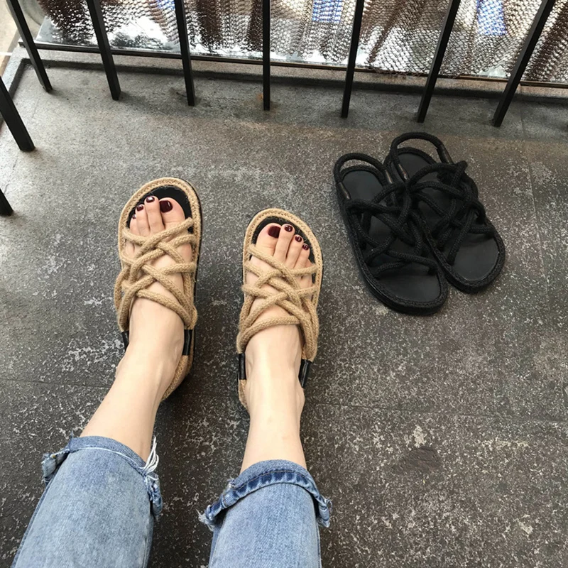QWEDF Hemp Rope Lace up Cross-tie Flat Sandals Women Slip on Beach Sandals Slingbacks Women Cuts-out Women Flat Sandals GB-26
QWEDF Hemp Rope Lace up Cross-tie Flat Sandals Women Slip on Beach Sandals Slingbacks Women Cuts-out Women Flat Sandals GB-26