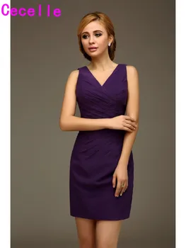 2019 Short Mini Purple V Neck Sleeveless Women Bridesmaids Dresses With Straps Short Fitted Wedding Party Dresses Custom Made
2019 Short Mini Purple V Neck Sleeveless Women Bridesmaids Dresses With Straps Short Fitted Wedding Party Dresses Custom Made