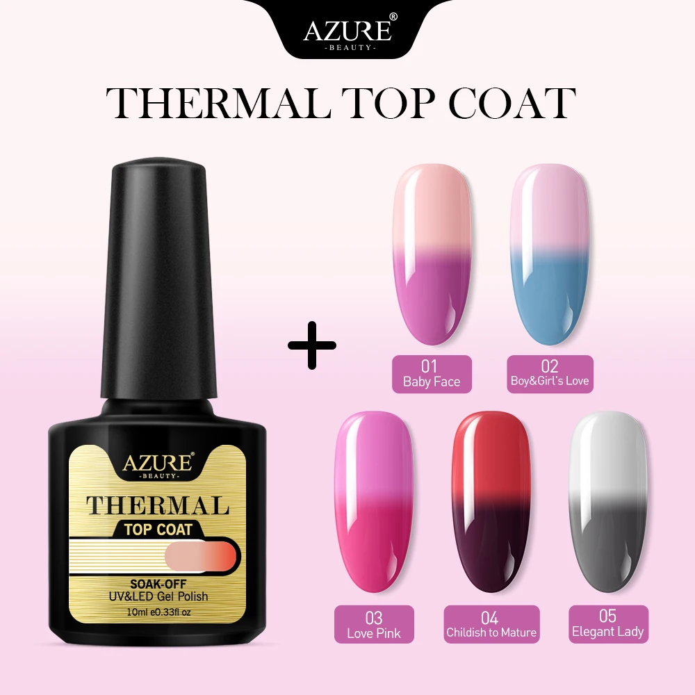 Azure Beauty New 10ml Thermal Change Nail Polish Soak Off UV Gel Polish Thermal Color Peel Off Tope Coat Nail Gel 5 Colors Kit
Azure Beauty New 10ml Thermal Change Nail Polish Soak Off UV Gel Polish Thermal Color Peel Off Tope Coat Nail Gel 5 Colors Kit