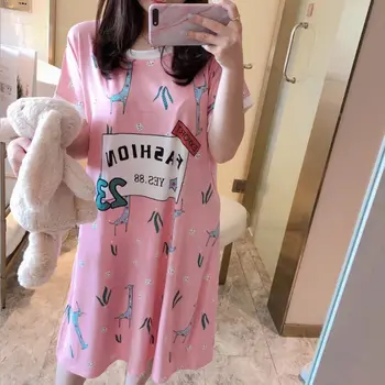 Women Girl Summer Milk Fiber Short Sleeve Midi Nightdress Candy Colored Cartoon Giraffe Animal Flared Sleepwear Loose Loungewear
Women Girl Summer Milk Fiber Short Sleeve Midi Nightdress Candy Colored Cartoon Giraffe Animal Flared Sleepwear Loose Loungewear