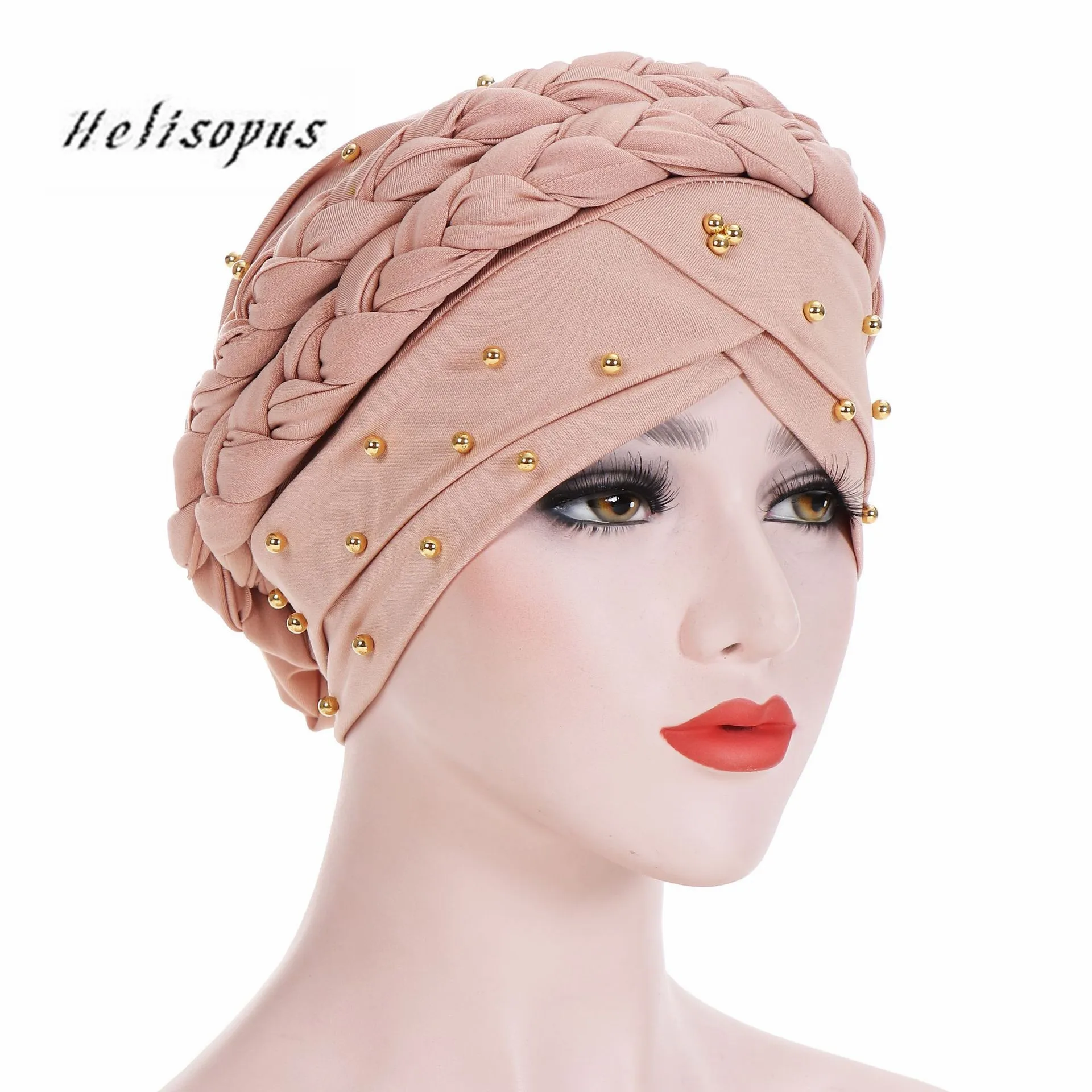 Helisopus New Arrive Women Muslim Turban Solid Color Cotton Bandanas Beaded Braid Beanie India Hats Women Hair Accessories
Helisopus New Arrive Women Muslim Turban Solid Color Cotton Bandanas Beaded Braid Beanie India Hats Women Hair Accessories