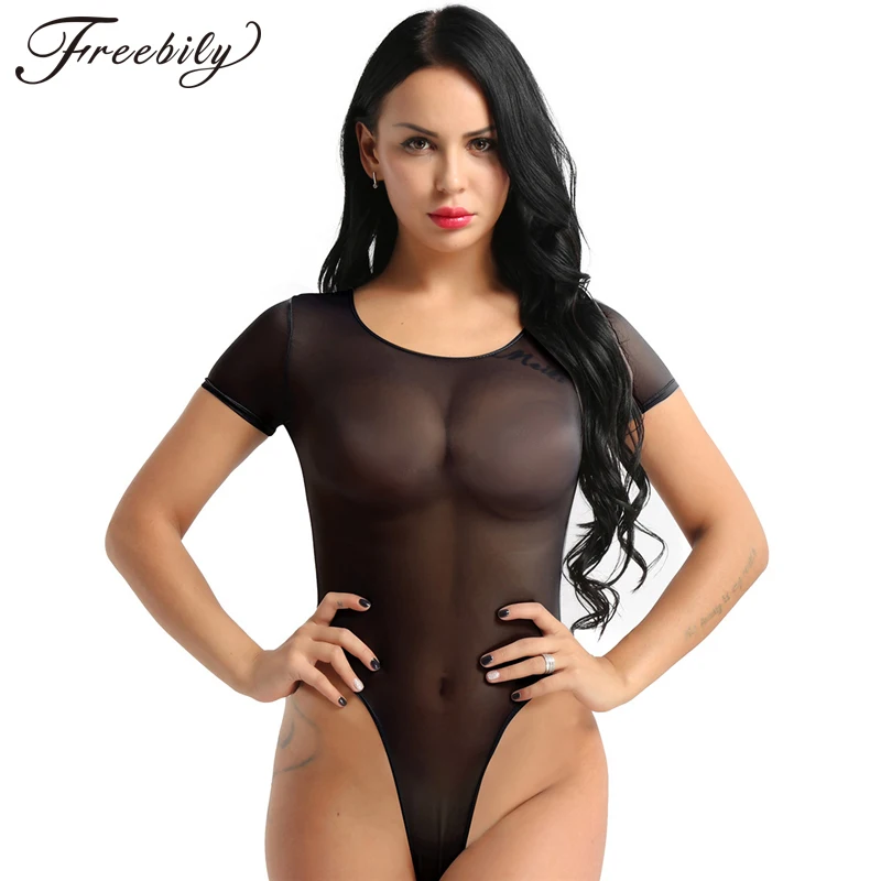 Womens One Piece Mesh See Through Sheer Teddy Short Sleeve High Cut Bodysuit Romper Bikini Thongs Swimsuit Jumpsuit
Womens One Piece Mesh See Through Sheer Teddy Short Sleeve High Cut Bodysuit Romper Bikini Thongs Swimsuit Jumpsuit
