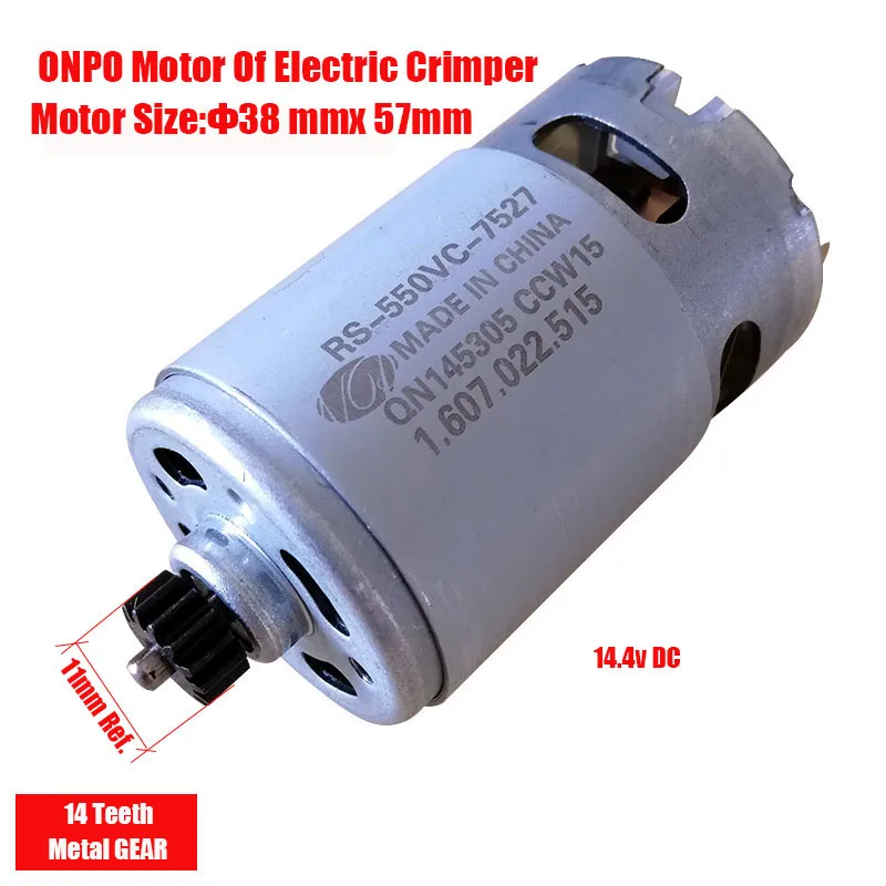 Good quality RS-550VC-7527 14.4V 14 Teeth DC Motor for REC-LI14M Electric crimper electric pressure clamp
Good quality RS-550VC-7527 14.4V 14 Teeth DC Motor for REC-LI14M Electric crimper electric pressure clamp