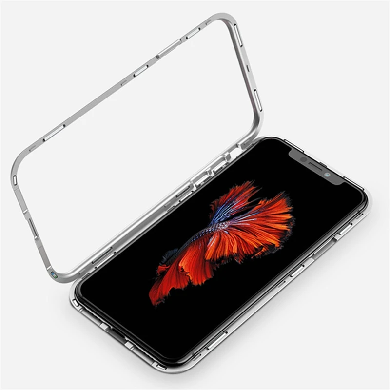 Luxury Metal Frame Tempress Glass Cover Magnetic Adsorption Phone Case For IPhone X XS MAX XR 7 8 6s 7 8 Plus
Luxury Metal Frame Tempress Glass Cover Magnetic Adsorption Phone Case For IPhone X XS MAX XR 7 8 6s 7 8 Plus