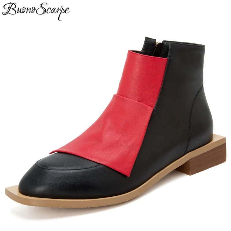 Buono Scarpe Patchwork Women Ankle Boots Genuine Leather Botas Mujer Med Heel Mixed Color Short Boots Casual Botas Fenimina 2019
Buono Scarpe Patchwork Women Ankle Boots Genuine Leather Botas Mujer Med Heel Mixed Color Short Boots Casual Botas Fenimina 2019