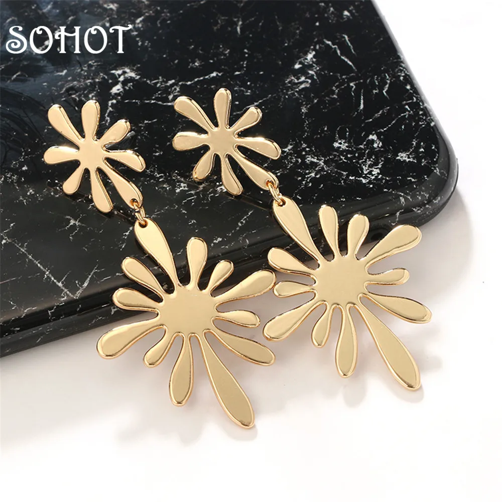 SOHOT Noble Charming Sun Flower Long Drop Earrings Bright Gold Color Romantic Women High Quality Jewelry Bijoux For Wedding
SOHOT Noble Charming Sun Flower Long Drop Earrings Bright Gold Color Romantic Women High Quality Jewelry Bijoux For Wedding