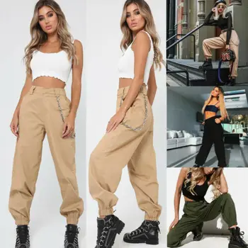 2019 New Fashion Women High Waist Chain Hip-Pop Combat Cargo Harem Pants Trouser Solid Long Simple Daily Casual Pants Streetwear
2019 New Fashion Women High Waist Chain Hip-Pop Combat Cargo Harem Pants Trouser Solid Long Simple Daily Casual Pants Streetwear