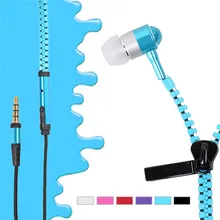 6 renkler Fermuar Tarzı Kulaklık 3.5mm Aux Ses Jack kulaklıklar Kulak Telefonları Handfree MP3 Kulaklık cep Telefonu(China)