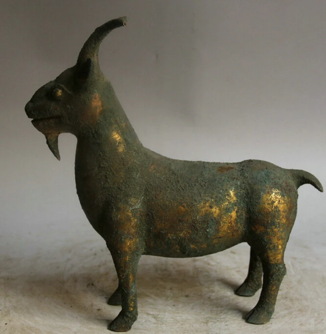 JP S0524 10" Old Chinese Bronze Gild Folk animal Zodiac Year Sheep Goat Statue sculpture B0403
JP S0524 10" Old Chinese Bronze Gild Folk animal Zodiac Year Sheep Goat Statue sculpture B0403