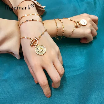Ingemark 1 PC Vintage Multilayer Double Carved Coin Bracelets Bangles Charm Friendship Bracelets for Women Jewelry Accessories
Ingemark 1 PC Vintage Multilayer Double Carved Coin Bracelets Bangles Charm Friendship Bracelets for Women Jewelry Accessories