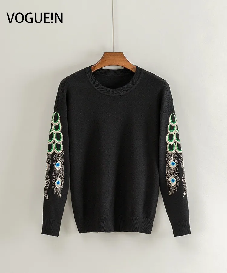 VOGUEIN New Womens Peacock Feather Embroidery Sleeve Autumn Winter Knitted Sweaters Pullovers 4 Sizes Wholesale
VOGUEIN New Womens Peacock Feather Embroidery Sleeve Autumn Winter Knitted Sweaters Pullovers 4 Sizes Wholesale