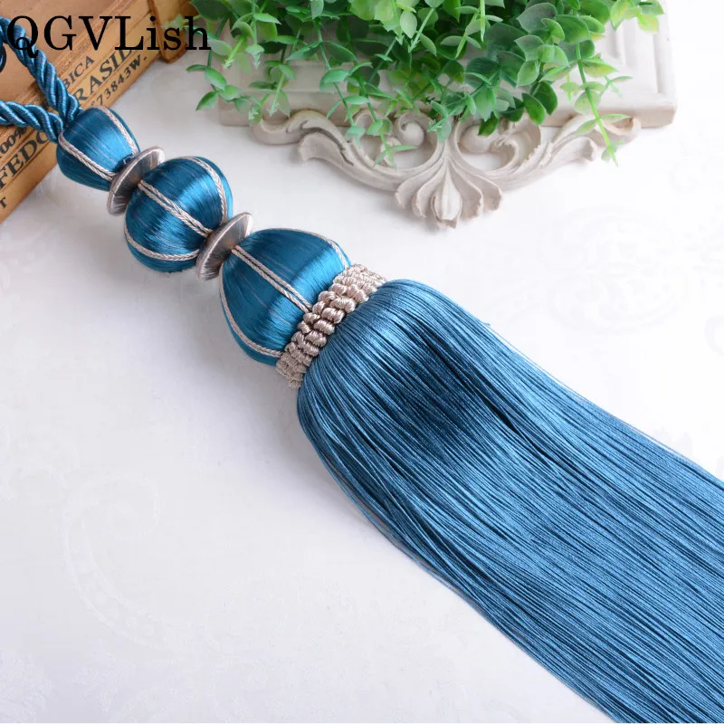 

QGVLish 2Pcs Curtain Tassels Fringe Tiebacks Hanging Belts Balls Bind Ropes Brush Straps Curtain Accessories Tie back Home Decor