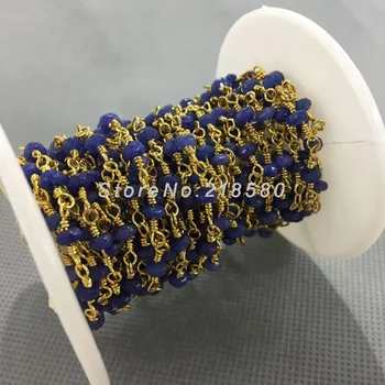 3x4mm Gold Electroplated Faceted Rondelle Beads Dark Blue Jades Rosary Chain RC5005
3x4mm Gold Electroplated Faceted Rondelle Beads Dark Blue Jades Rosary Chain RC5005