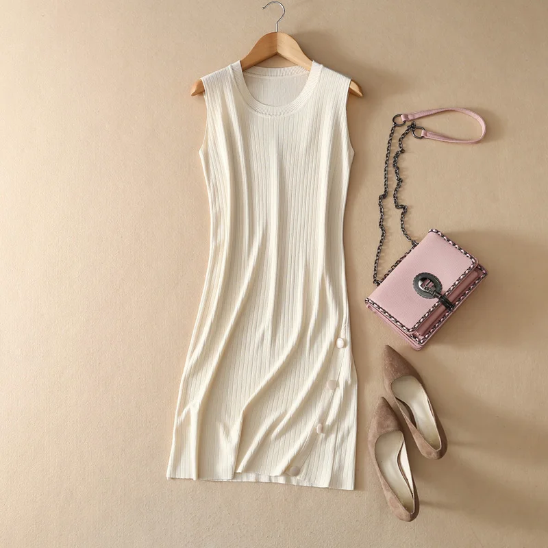 BELIARST Summer 2019 New Knit Dress Woman Long Section Round Neck Sleeveless loose Bottom Pearl Buckle
BELIARST Summer 2019 New Knit Dress Woman Long Section Round Neck Sleeveless loose Bottom Pearl Buckle
