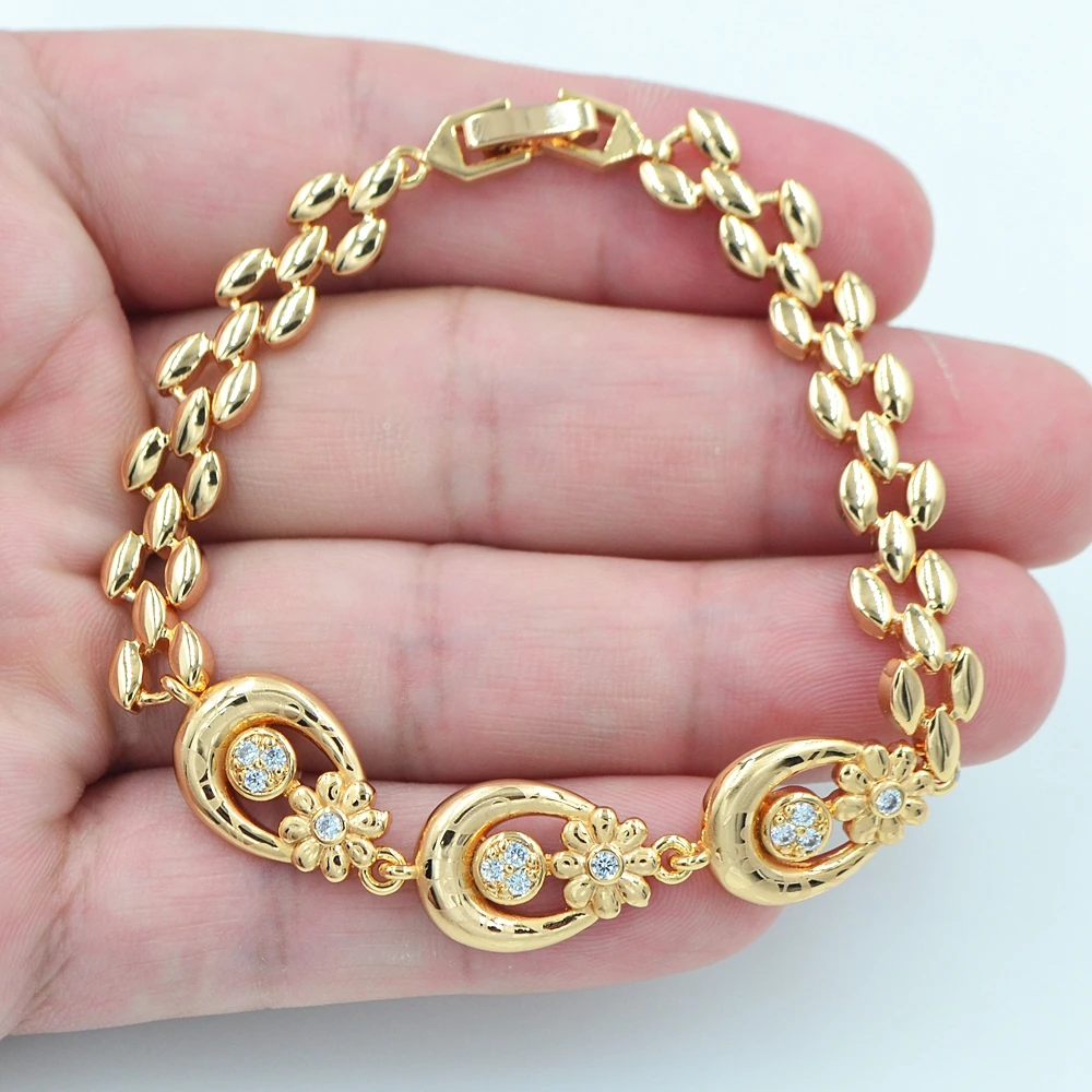 Gold Color AAA+ Cubic Zirconia Fashion Women Clear CZ Laser Stamped Charm Bracelet Jewelry
Gold Color AAA+ Cubic Zirconia Fashion Women Clear CZ Laser Stamped Charm Bracelet Jewelry