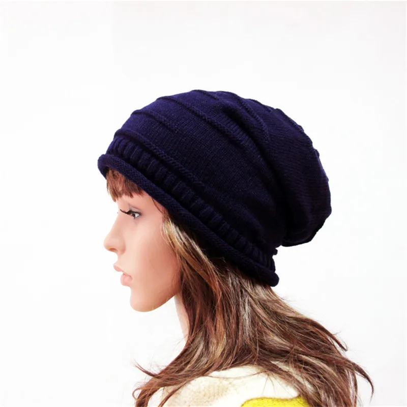 The new popular fold heap ladies men wool hats all - acrylic warm knit caps boys girls outdoor wear hat women man beanies