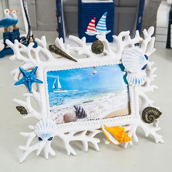 Unique Mediterranean style resin decorative photo frame Marine coral shell element photo frame
Unique Mediterranean style resin decorative photo frame Marine coral shell element photo frame