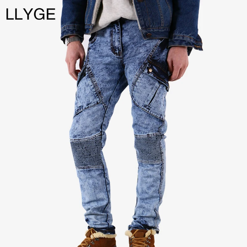 LLYGE Mens Retro Pleated Denim Jeans Patchwork Moto Biker Slim Fit Washed Diamond Packets Pants Joggers Skinny Male Streetwear
LLYGE Mens Retro Pleated Denim Jeans Patchwork Moto Biker Slim Fit Washed Diamond Packets Pants Joggers Skinny Male Streetwear