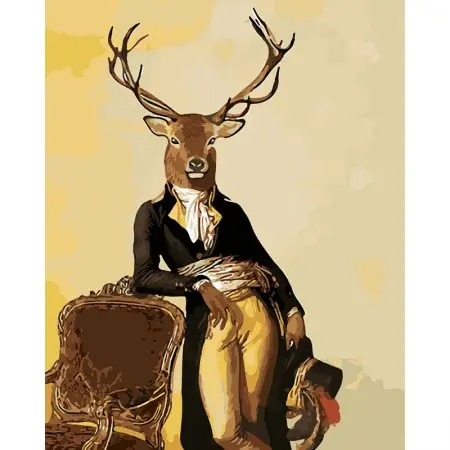cioioil-W844 Deer head gentleman digital Painting By Numbers Modern Wall Art Canvas Painting Home Decor