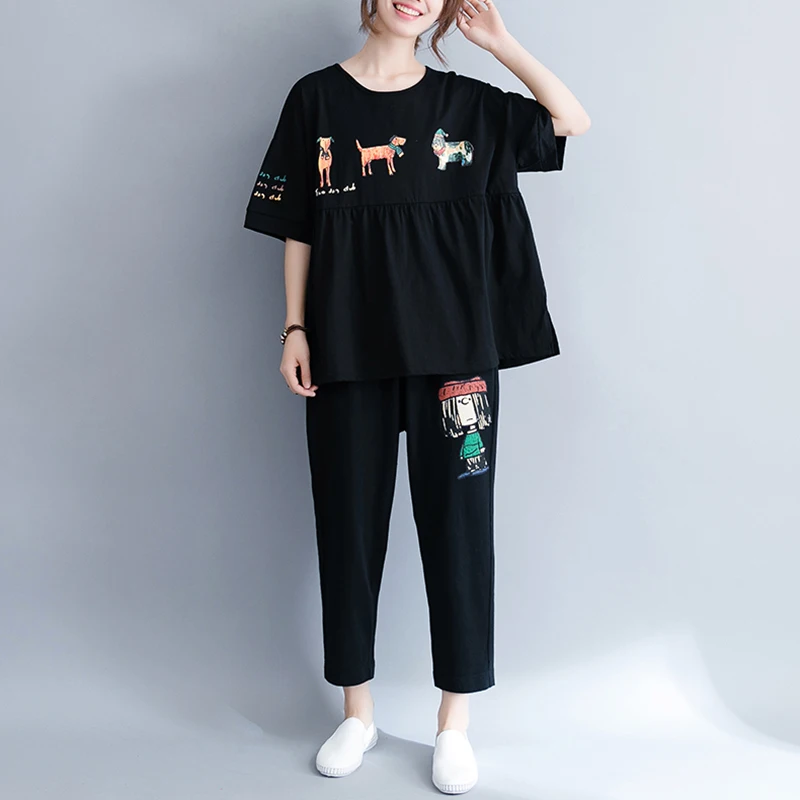 2019 Large size Women Korean version of cotton and linen wild T-shirt Summer women's fashion cartoon dog letter shirt T-shirt
2019 Large size Women Korean version of cotton and linen wild T-shirt Summer women's fashion cartoon dog letter shirt T-shirt