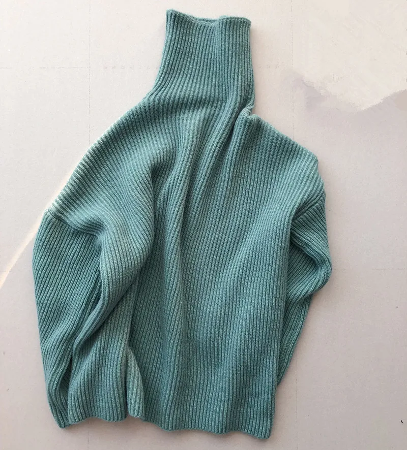 Wool Blended Women Turtleneck Sweater Korean Style Loose Pullover Solid Color Female Vintage Knitted Tops 2019 New | Женская одежда