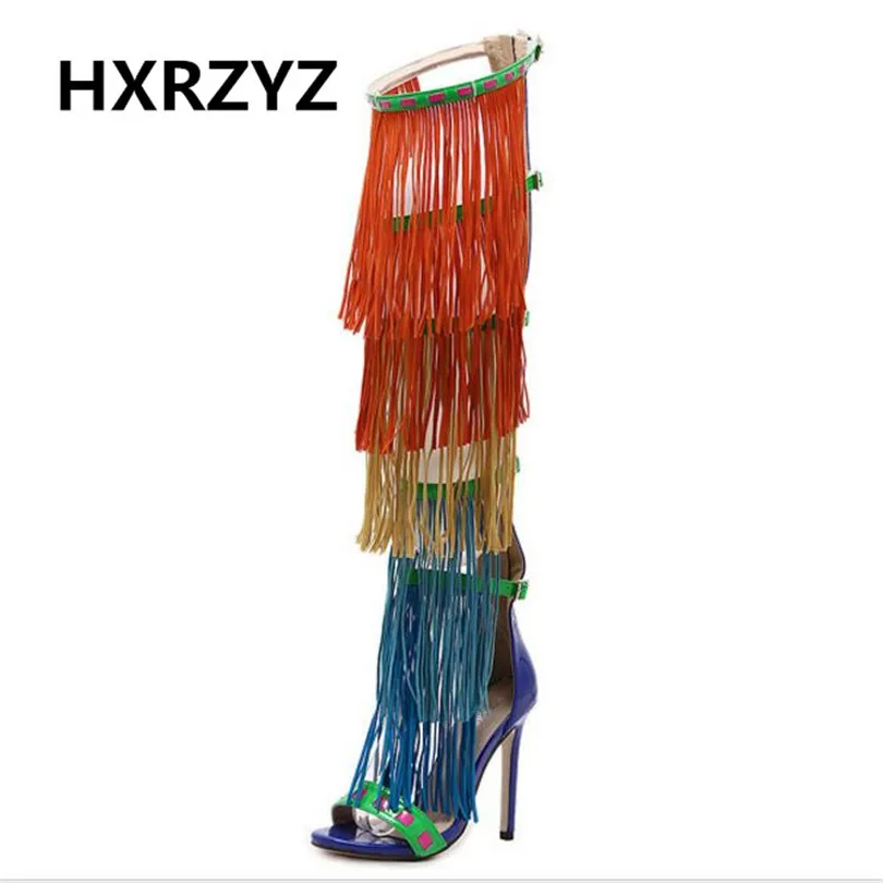 sexy club black high heels tall canister boots 2017 Summer fashion thin heel Rainbow tassel super high heel sandals women boots sexy club black high heels tall canister boots 2017 Summer fashion thin heel Rainbow tassel super high heel sandals women boots<br><br>Aliexpress