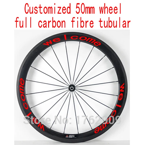 

1pcs New 700C customized 50mm tubular rim road Track Fixed Gear bicycle aero 3K UD 12K full carbon fibre bike wheelset Free ship