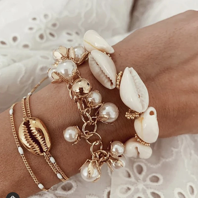 2 Style Women Fashion Shell Pearl Chain Pendant Gold Bracelet Exquisite Beach Party Classic Jewelry Charm Lady Bracelet
2 Style Women Fashion Shell Pearl Chain Pendant Gold Bracelet Exquisite Beach Party Classic Jewelry Charm Lady Bracelet