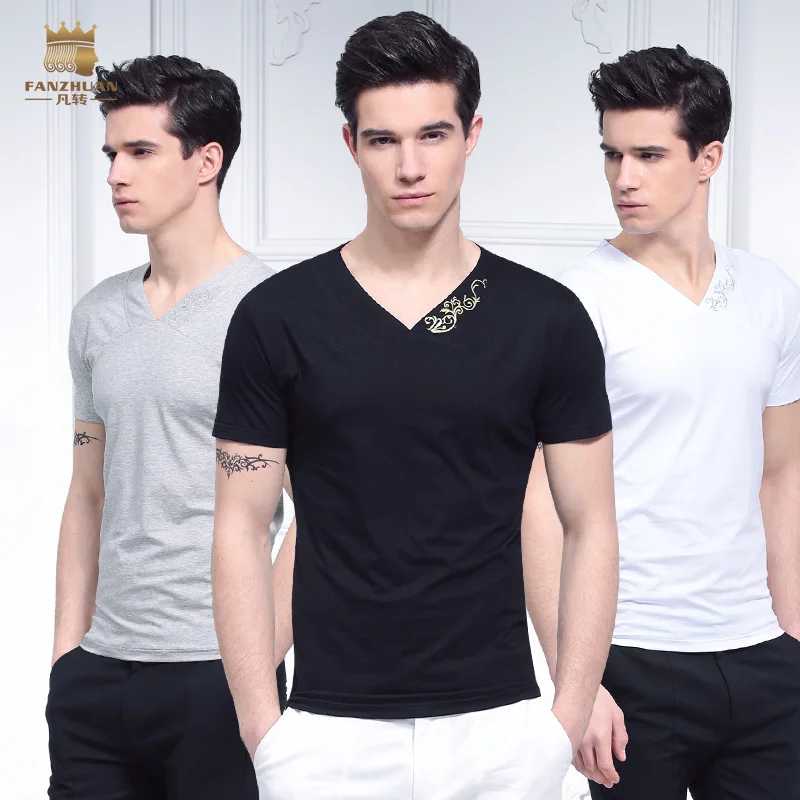 Free Shipping Male casual Men's fashion summer cotton short sleeved shirt slim flower embroidery color V collar T-shirt 615078
Free Shipping Male casual Men's fashion summer cotton short sleeved shirt slim flower embroidery color V collar T-shirt 615078