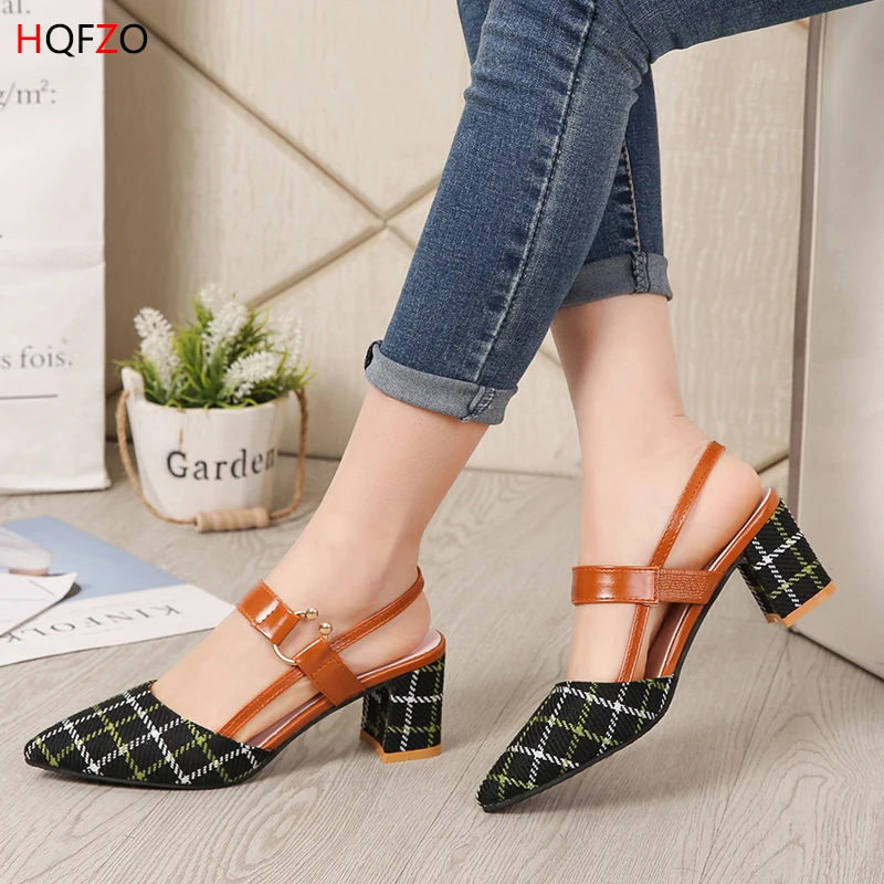 HQFZO Sandalet Women Chunky Block Heels Pointed Toe Grid Slingback Buckle Pumps Fashion Office Spring Summer Woman Shoes/6cm
HQFZO Sandalet Women Chunky Block Heels Pointed Toe Grid Slingback Buckle Pumps Fashion Office Spring Summer Woman Shoes/6cm