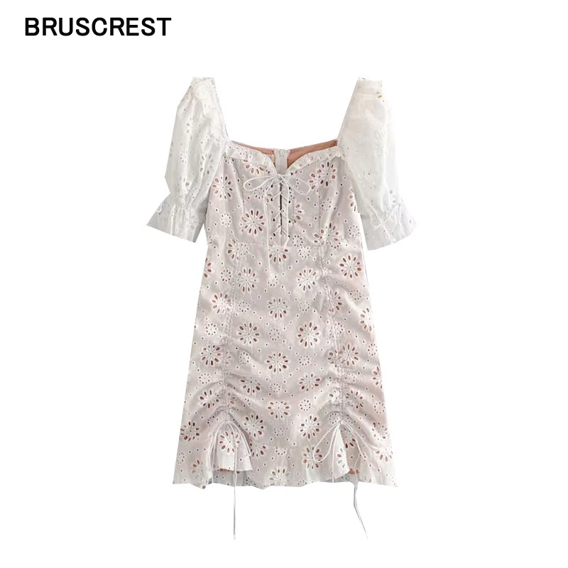 White floral embroiderey lace dress vintage short puff sleeve square neck button mini dress beach chic dresses ladies Summer
White floral embroiderey lace dress vintage short puff sleeve square neck button mini dress beach chic dresses ladies Summer