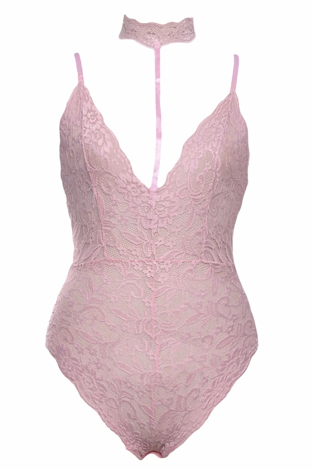 Pink-Sheer-Lace-Choker-Neck-Teddy-Lingerie-LC32139-10-2