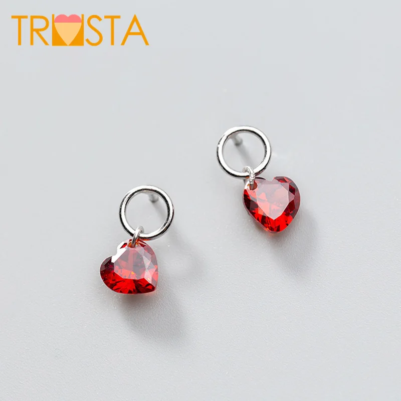 Trusta 100% 925 Настоящее серебро пробы ювелирные изделия крошечные 12 мм X 6 Красное