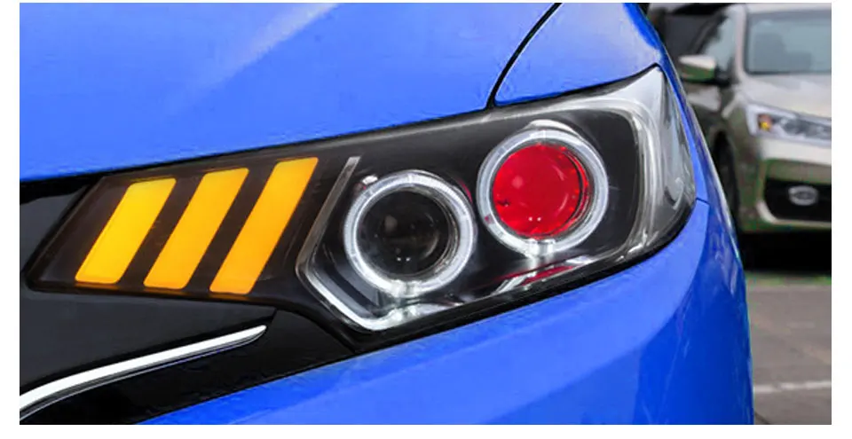 For Honda Fit JAZZ 2014-2017 LED Car Headlight Assembly LED Demon Eyes DRL Turn Signal Lights Projector Lens (14)