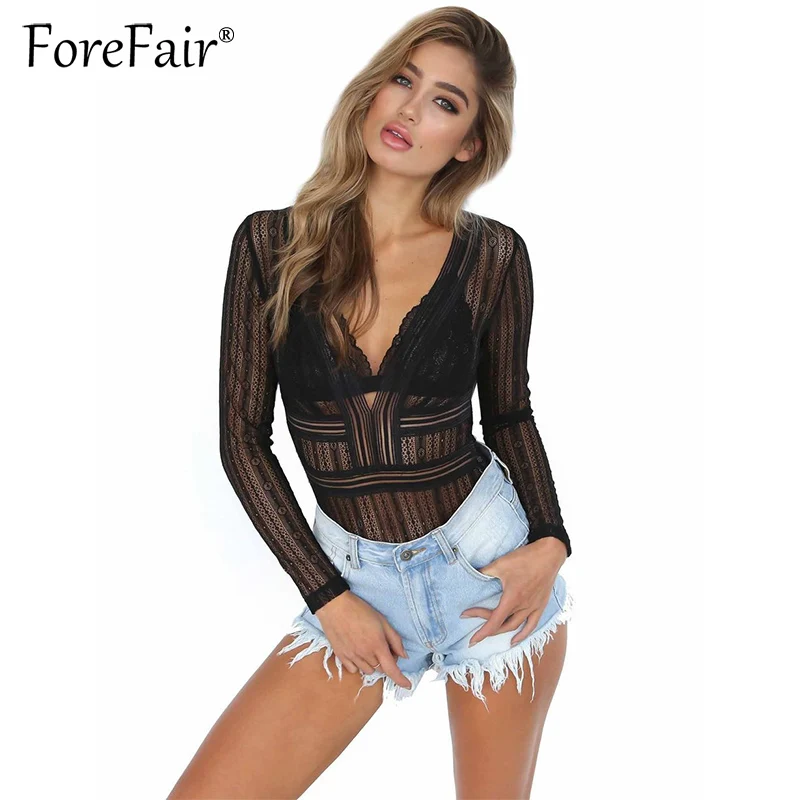 Forefair Sexy See-Through Mesh Lace Bodysuit Woman Long Sleeve Deep V Neck Jumpsuit Romper Corset Body Women 2018
Forefair Sexy See-Through Mesh Lace Bodysuit Woman Long Sleeve Deep V Neck Jumpsuit Romper Corset Body Women 2018