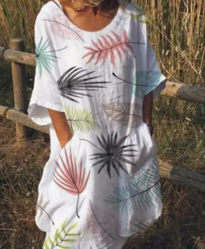 Women's Summer Pullover Plain Baggy Shirt Dress Tops Ladies Sundress Print Leaf Dresses
Women's Summer Pullover Plain Baggy Shirt Dress Tops Ladies Sundress Print Leaf Dresses