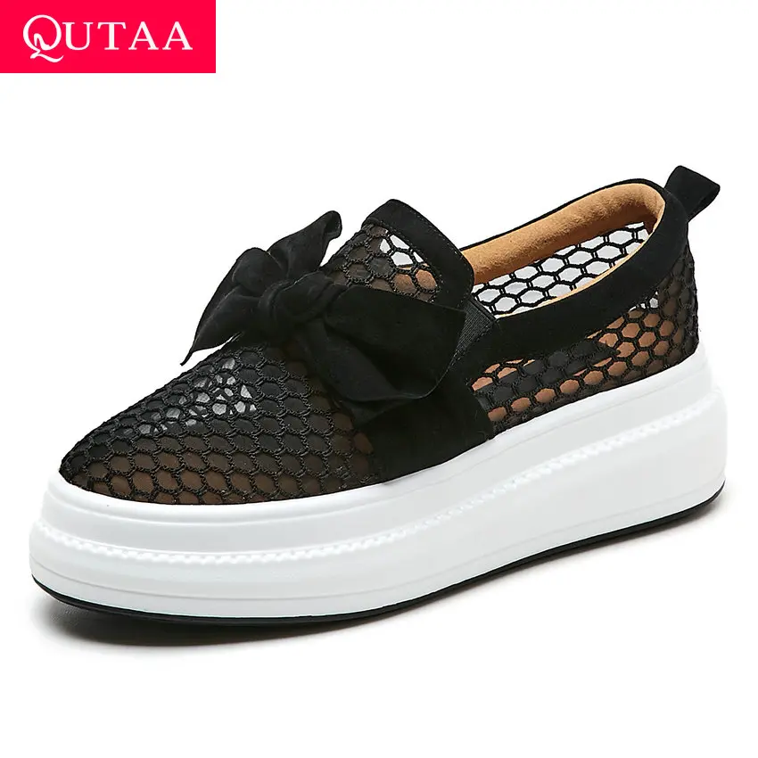 QUTAA 2019 Women Shoes Butterfly-Knot Cut Outs Platform Round Toe Mesh Genuine Leather All Match Ladies Single Shoes Size 34-39
QUTAA 2019 Women Shoes Butterfly-Knot Cut Outs Platform Round Toe Mesh Genuine Leather All Match Ladies Single Shoes Size 34-39