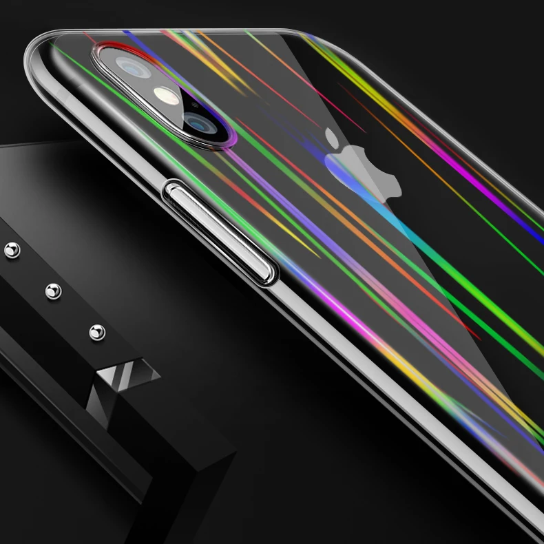 Transparent Glass Aurora Cover Case On The For Iphone 7 8 7Plus 8 Plus Protective Glass For IPhone X XS Max XR Screen Protector (14)