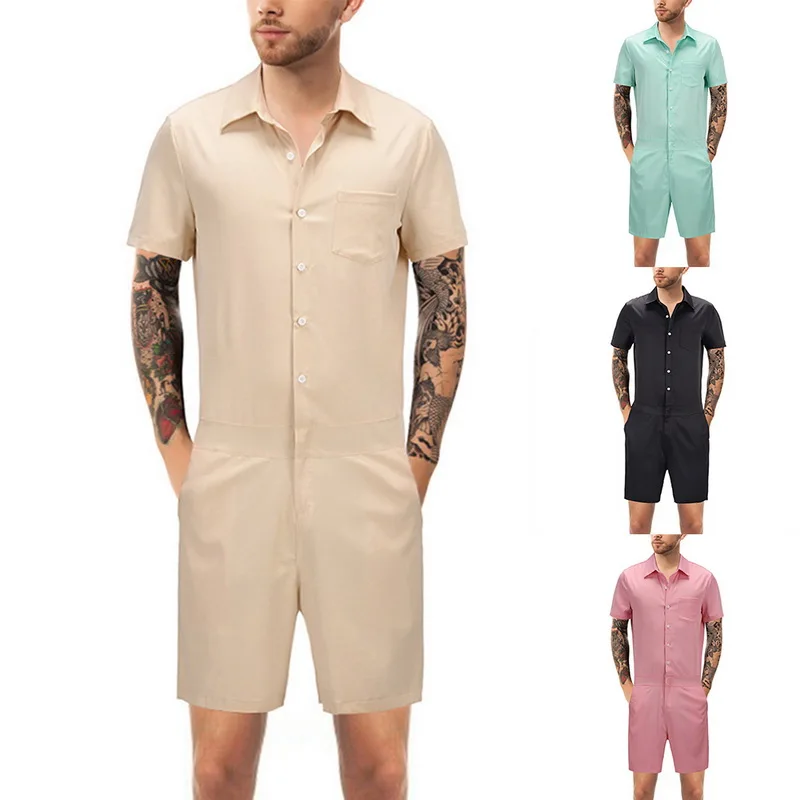 Oeak 2019 Men Plus Size Short Sleeve Jumpsuits Men Button Overalls With Pockets Summer Overalls Trouser Working Casual Playsuits
Oeak 2019 Men Plus Size Short Sleeve Jumpsuits Men Button Overalls With Pockets Summer Overalls Trouser Working Casual Playsuits