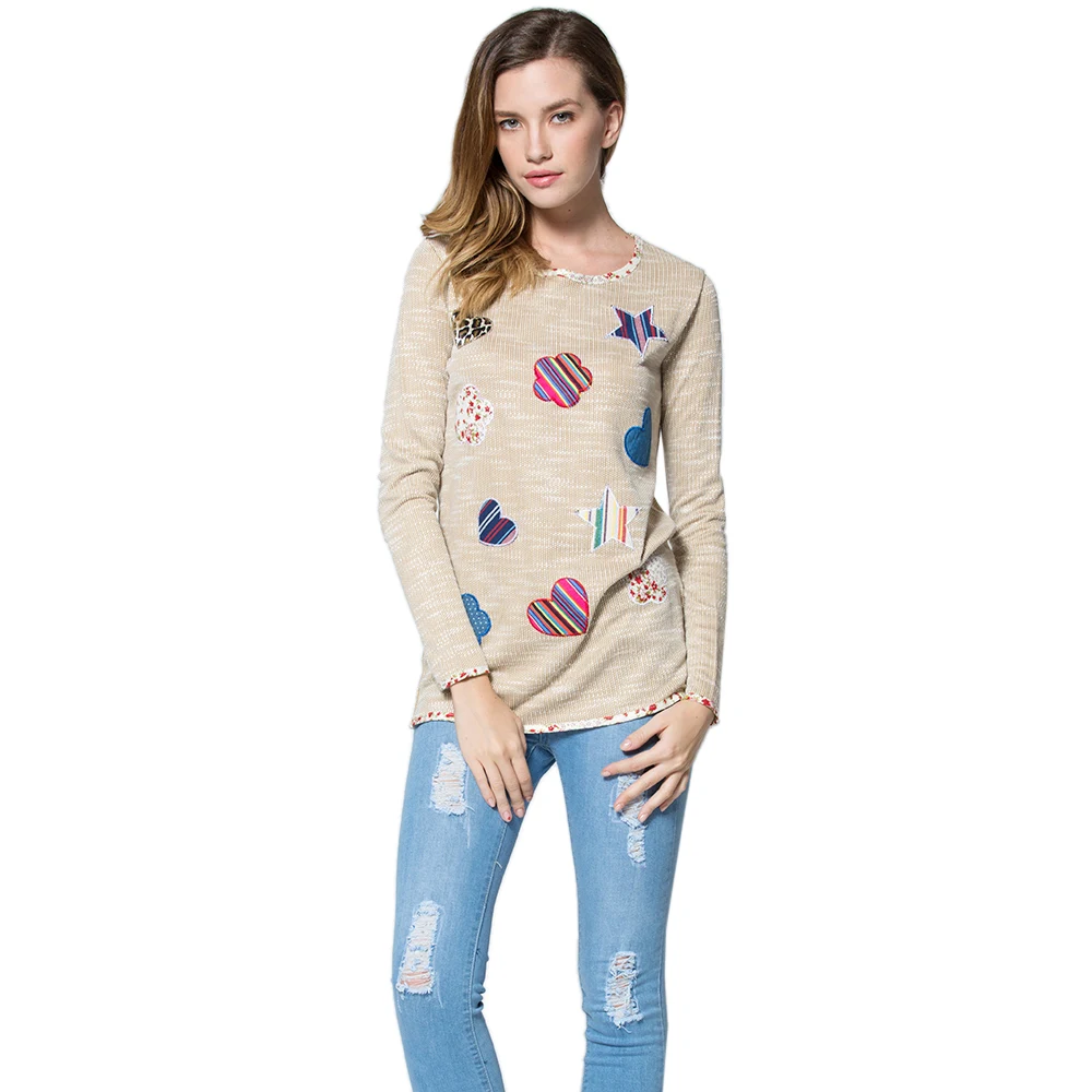 

Rosegal Casual Scoop Neck Long Sleeve Patch Design Women's T-Shirt On Sale