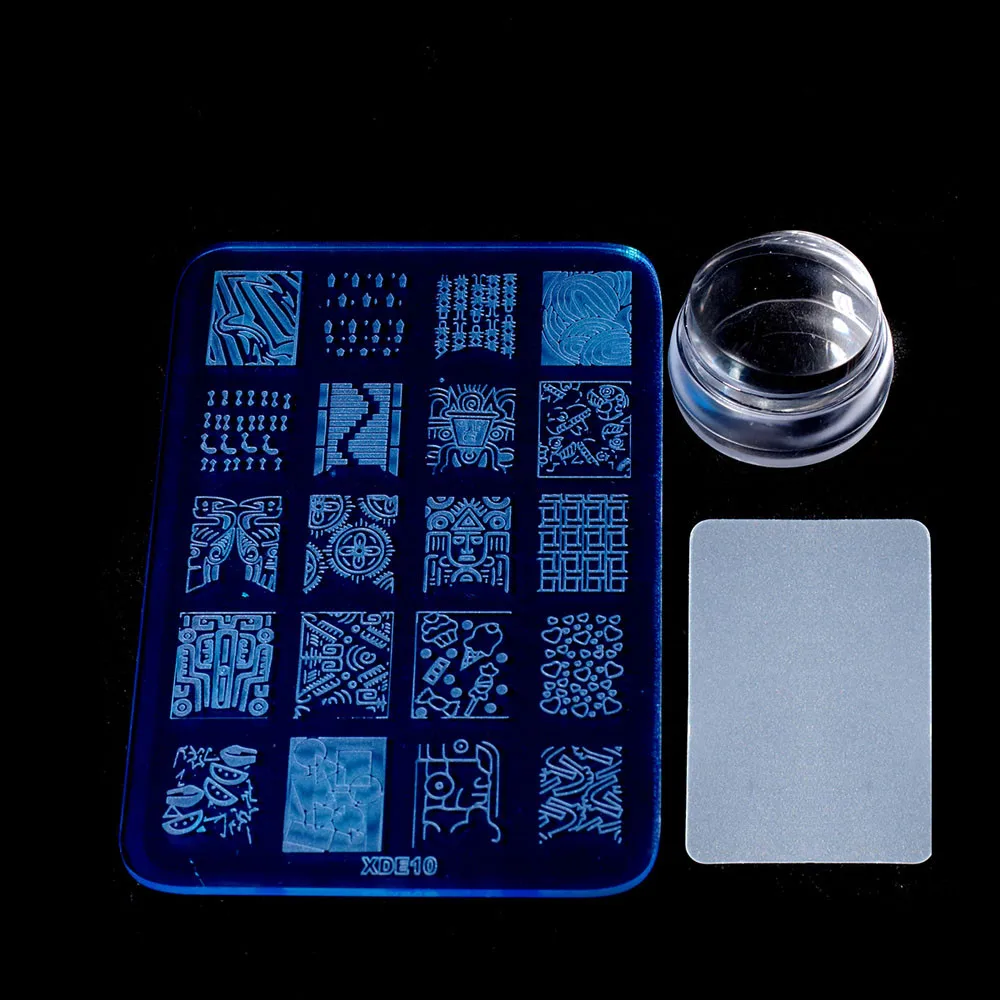 

2019 NEW Clear Nail Art Silicon Head Stamping Stamper Scraper Image Plate Manicure Print Template For Nails 2019 Set