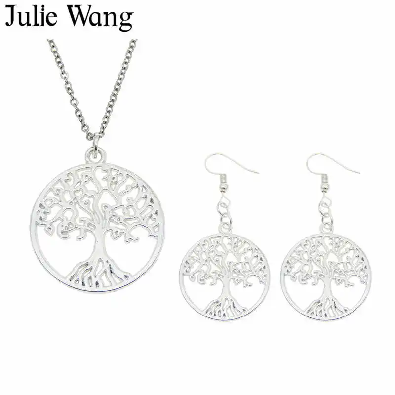 Julie Wang Trendy Silver Tree of life Necklace Pendants Earrings Alloy Jewelry Sets Fashion Women Choker Party Gifts
Julie Wang Trendy Silver Tree of life Necklace Pendants Earrings Alloy Jewelry Sets Fashion Women Choker Party Gifts