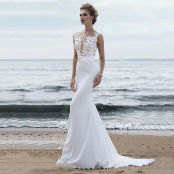 Long Dress Lace Appliques Beach Wedding Dresses Scoop Boho Mermaid Wedding Gown Princess Plus size Bride
Long Dress Lace Appliques Beach Wedding Dresses Scoop Boho Mermaid Wedding Gown Princess Plus size Bride