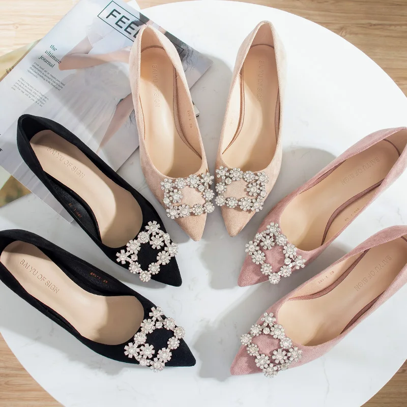Shoes Woman High Heels Shoes 2019 Autumn Crystal Buckle Rhinestone Flock Point Toe Party Wedding Heels Pumps 3.5/5/6.5cm Heels
Shoes Woman High Heels Shoes 2019 Autumn Crystal Buckle Rhinestone Flock Point Toe Party Wedding Heels Pumps 3.5/5/6.5cm Heels