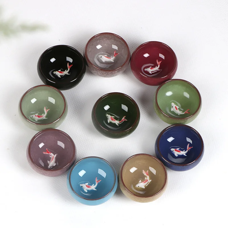 10pcs/lot Ice cracked glazed 3D carp Tea cup colorful fish ceramic cups kung fu tea set 10 colors host cup Kongfu Tea Cups
10pcs/lot Ice cracked glazed 3D carp Tea cup colorful fish ceramic cups kung fu tea set 10 colors host cup Kongfu Tea Cups