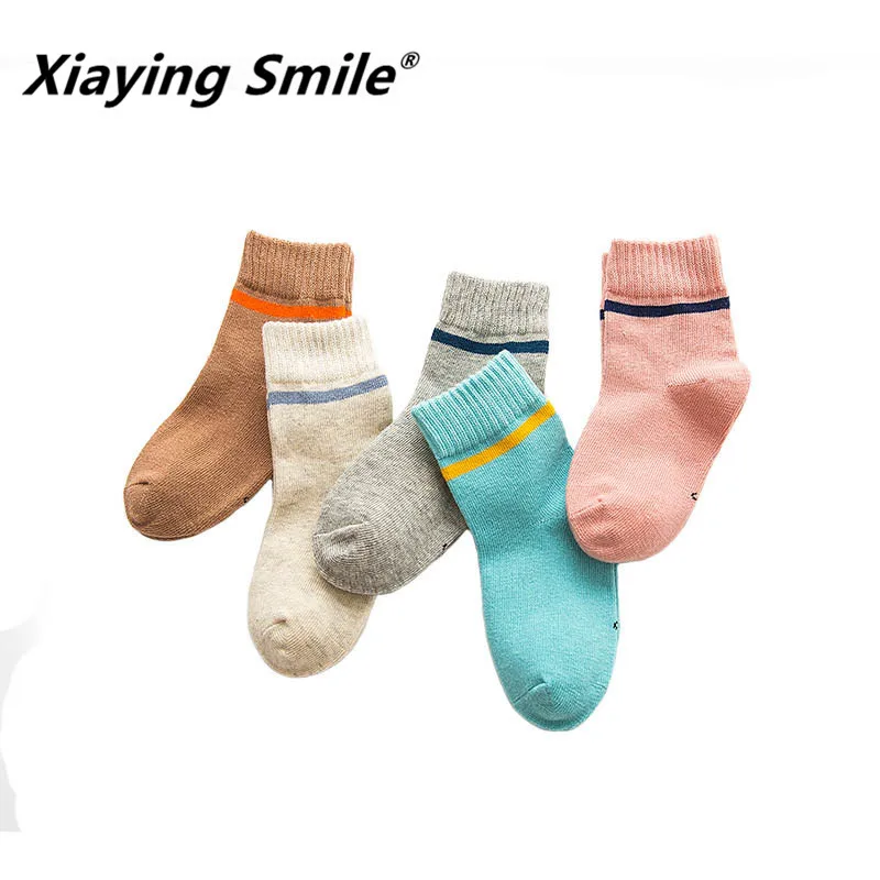 Xiaying улыбка зима натуральный хлопок детей От 3 до 12 лет удобные в полоску для